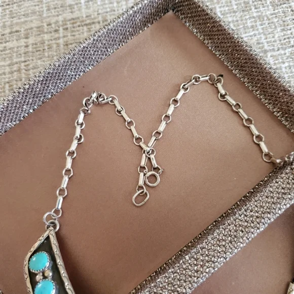 COPY - Vintage Sterling Silver and Turquoise Necklace - Picture 5 of 9